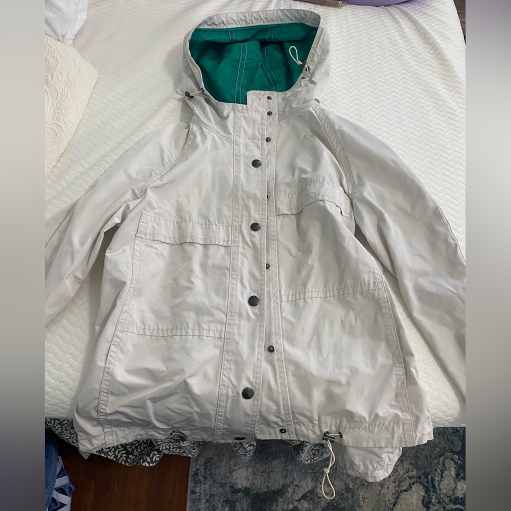 Women’s Coach Cream and Green Rain Jacket Slicker